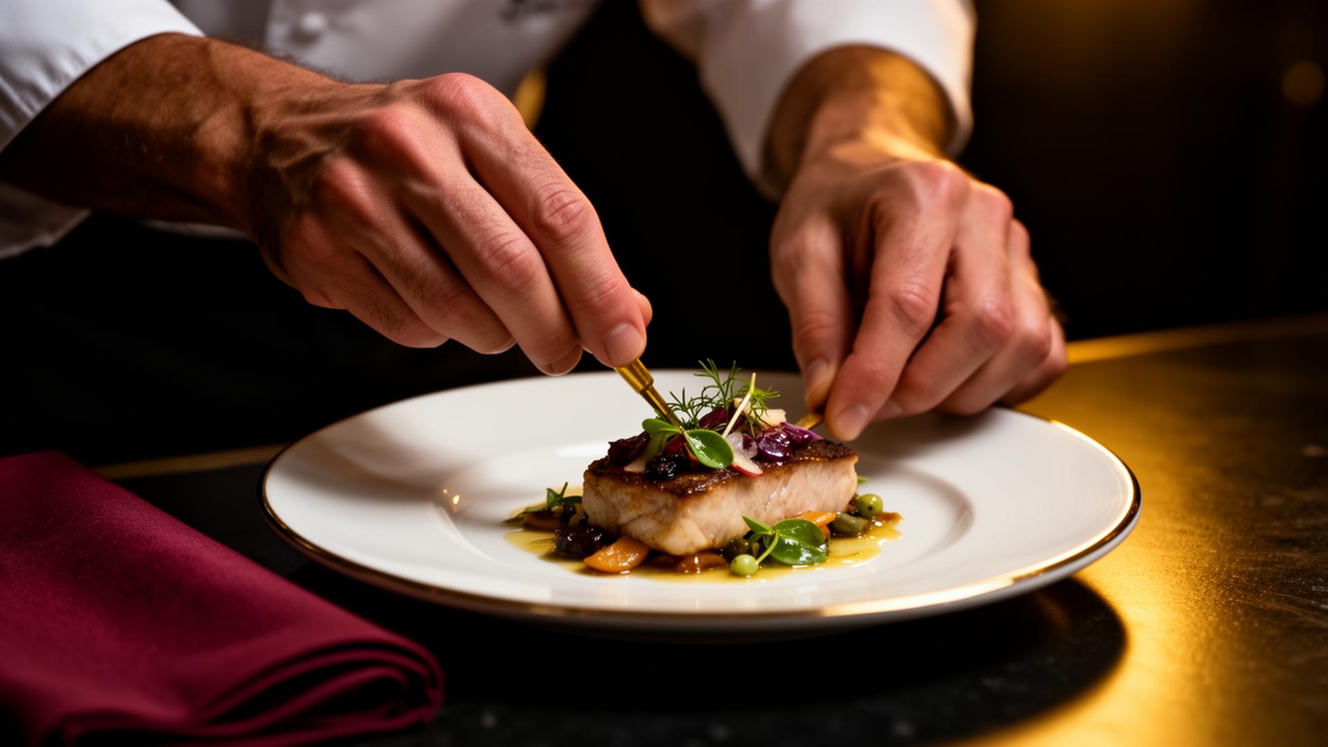 Chef profesional emplatando un plato premium en Formant